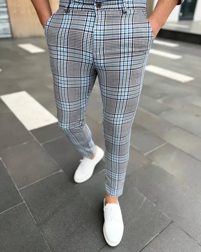 Sivé pánske elegantné nohavice DJP65 - Veľkosť: 30
