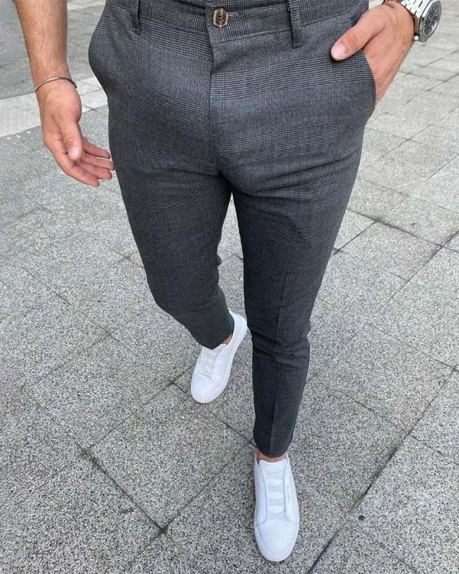 Šedé pánske elegantné nohavice DJP08