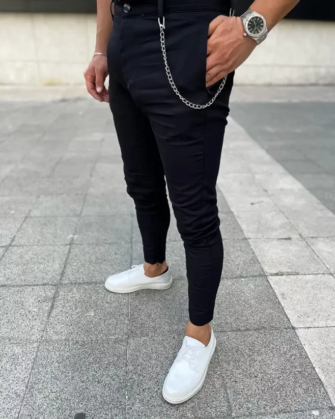 Pánske elegantné SKINNY nohavice čierne DJP27