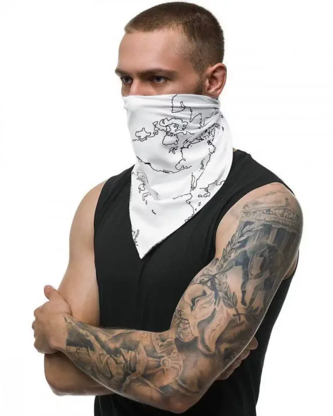Men's bandana scarf white O BND102 - Size: Univerzálna