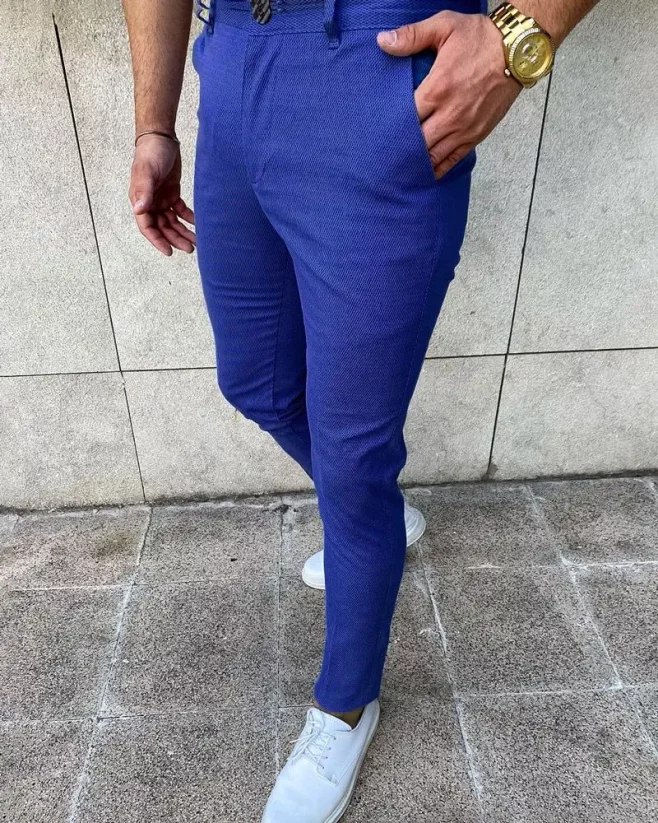 Pánské elegantní kalhoty modré DJP34