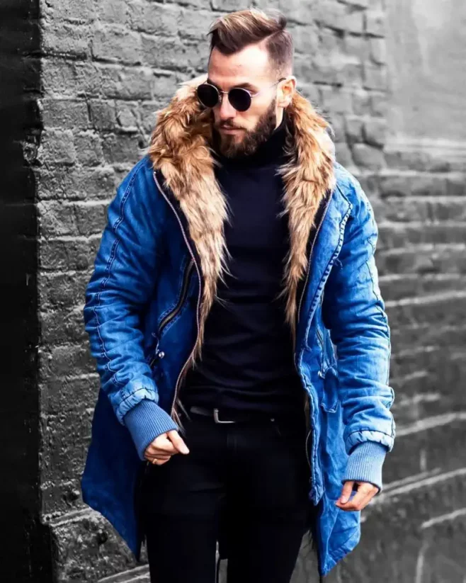 Winter men's denim jacket blue OJ Denim