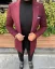 Men's winter coat with a sharp collar burgundy