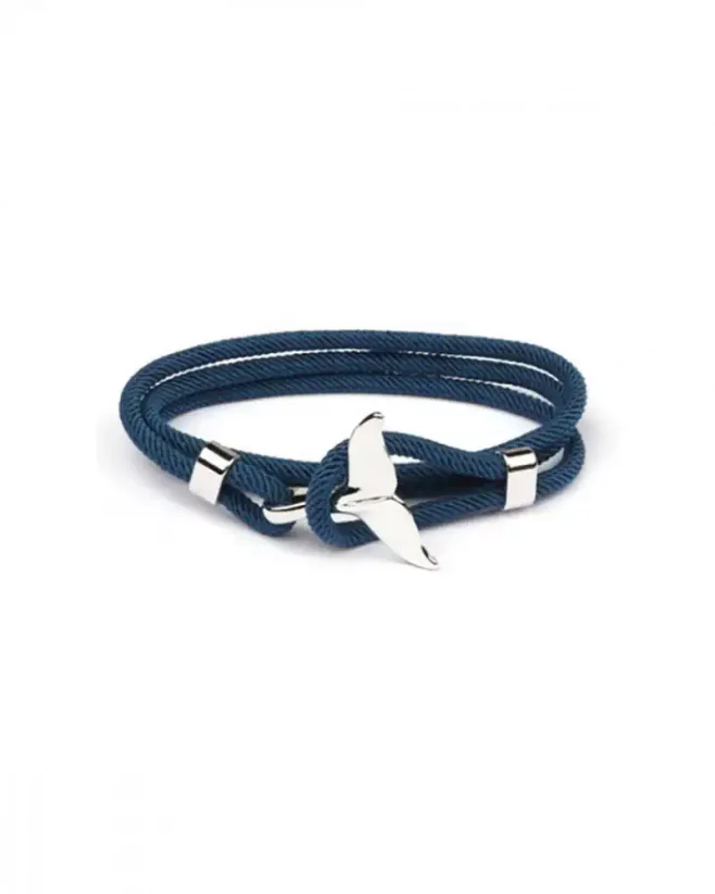 Elegant men's bracelet with a silver fin blue - Size: Univerzálna