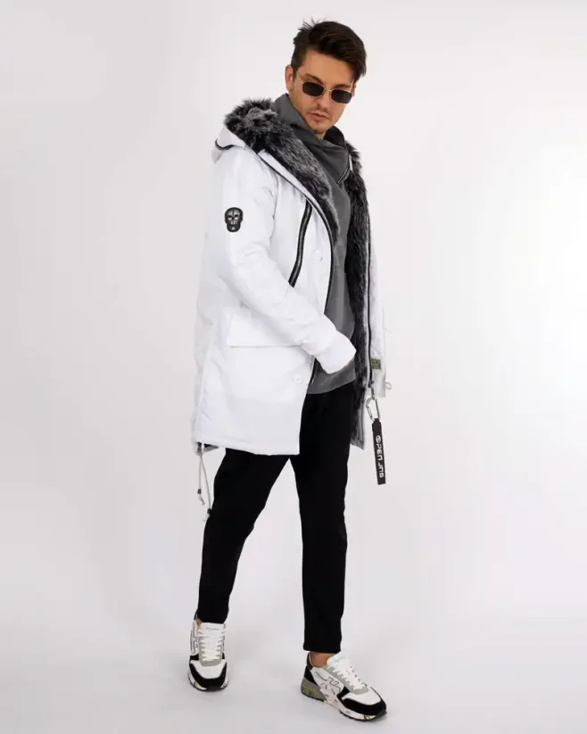 Štýlová pánska zimná bunda parka biela OJ Legend