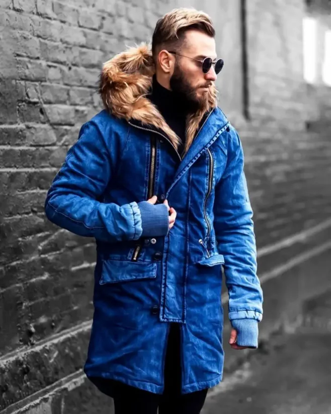 Winter men's denim jacket blue OJ Denim