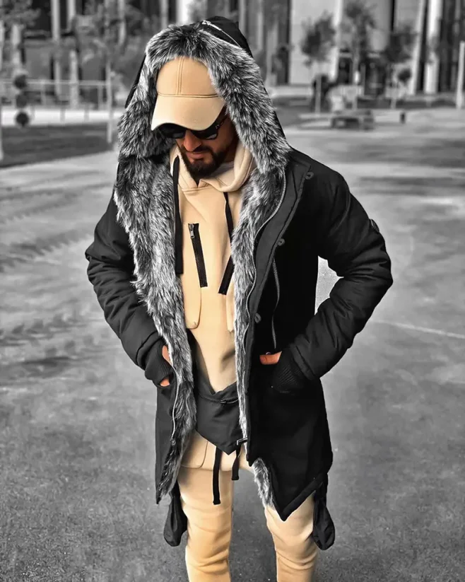 Pánská zimní bunda parka černá OJ OFFX - Velikost: M