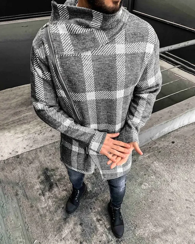 Men's poncho Black Island gray