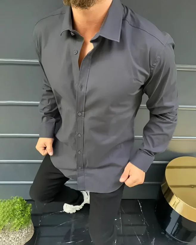 Elegant men's shirt grey LAGOS True - Size: XXL