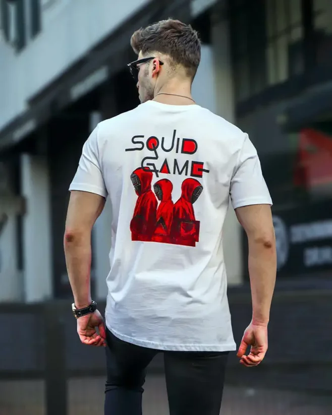 White men's t-shirt MX Squid Game - Size: M