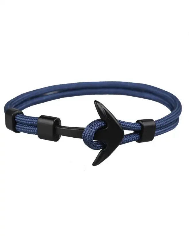 Men's dark blue bracelet with black anchor Navy