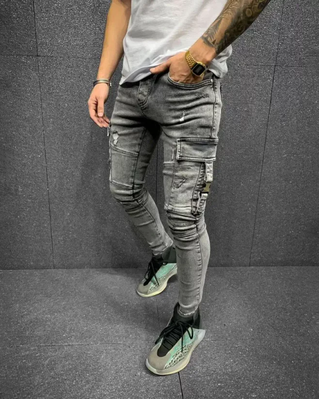 Stylové šedé pánské džíny 2Y Premium Legend