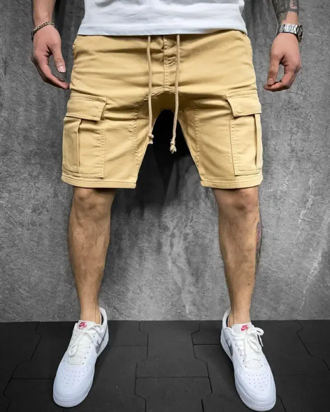 Béžové pánske rifľové kraťasy 2Y Premium Squad