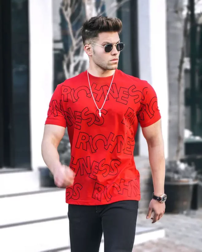 Red men's t-shirt MX Richness - Size: M