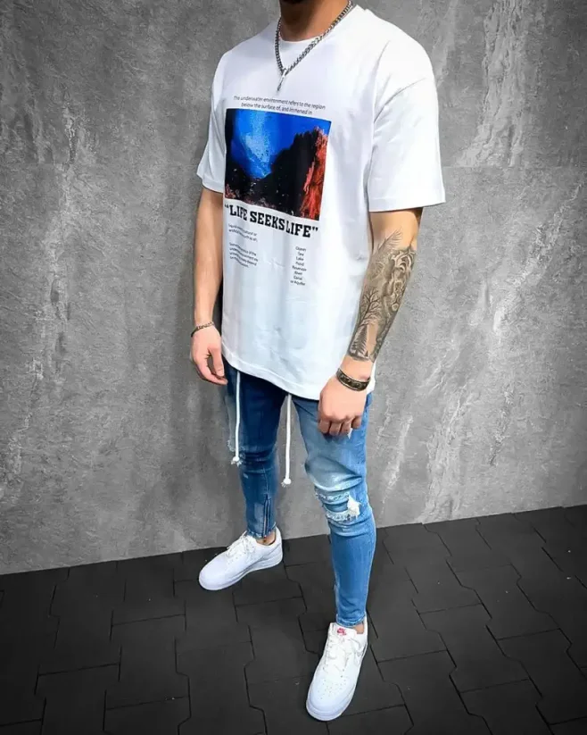 Bílé pánské tričko 2Y Premium Life - Velikost: L