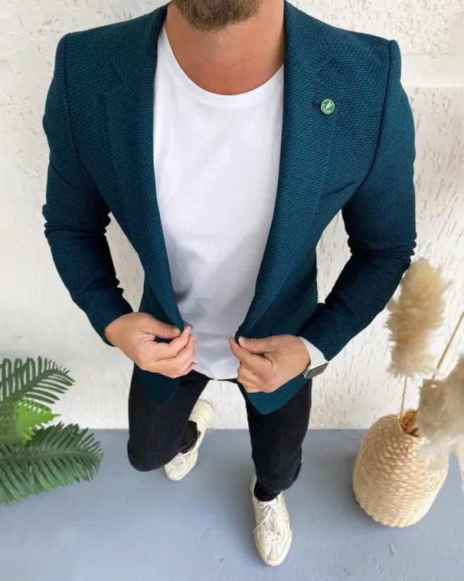 Elegantní pánské sako HQ060 smaragdově zelené