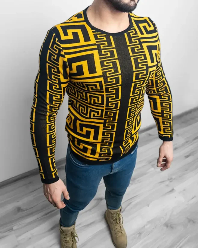 Žlutý pánský svetr se vzorem LAGOS North