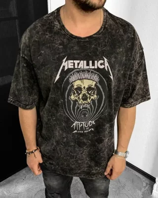 Vyšúchané pánske tričko Black Island Metallica béžové