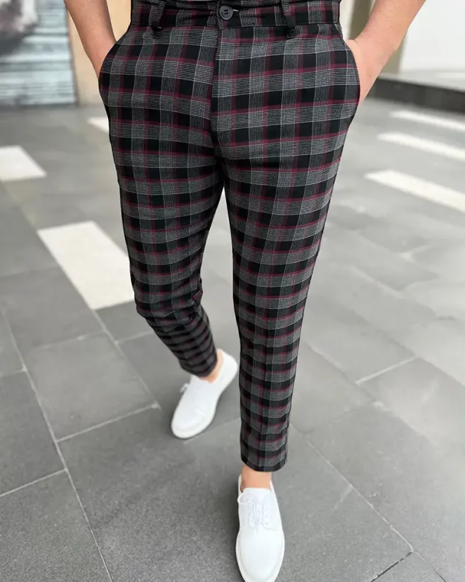 Checked men's elegant trousers DJP74 - Size: 33