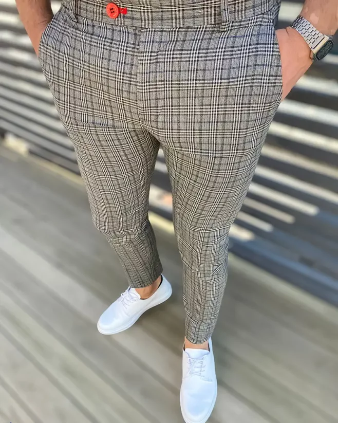 Luxusní pánské kalhoty šedé DJPE11 Exclusive