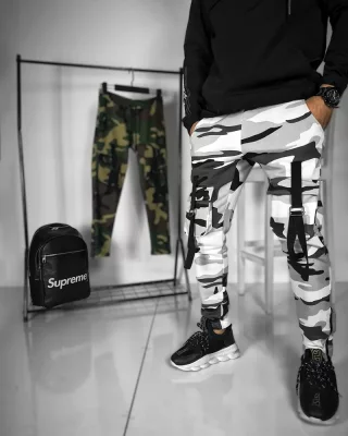 Camouflage men's sweatpants white Gangster