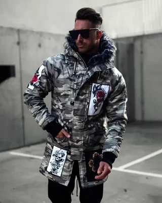 Maskáčová pánská zimní bunda parka zelená OJ RoseX