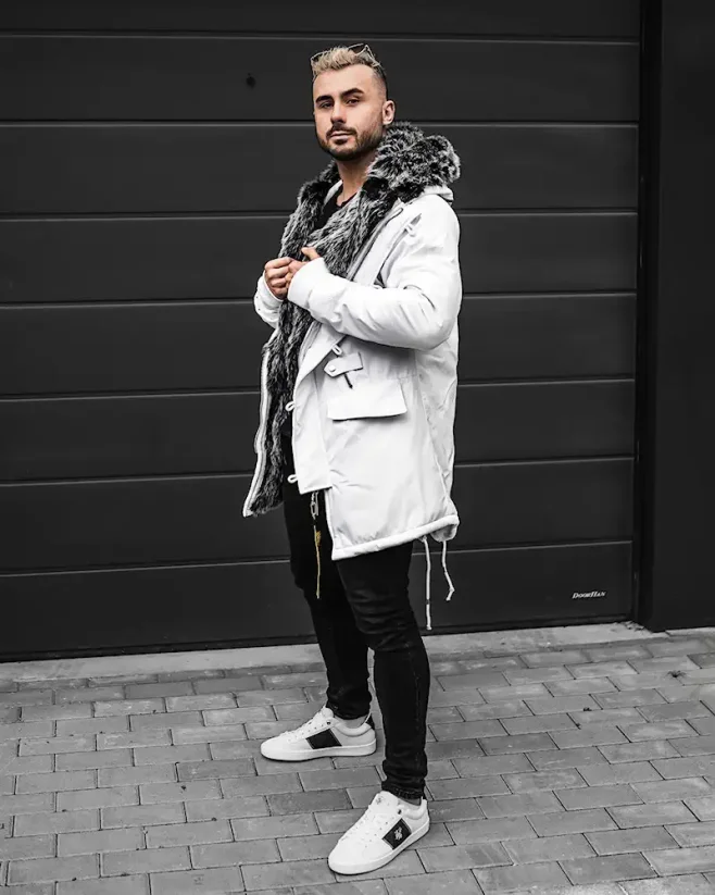 Štýlová pánska zimná bunda parka biela OJ Legend