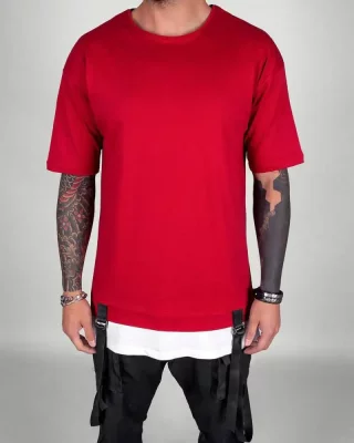 Predlžené pánske tričko s trakmi BI Liquid červené