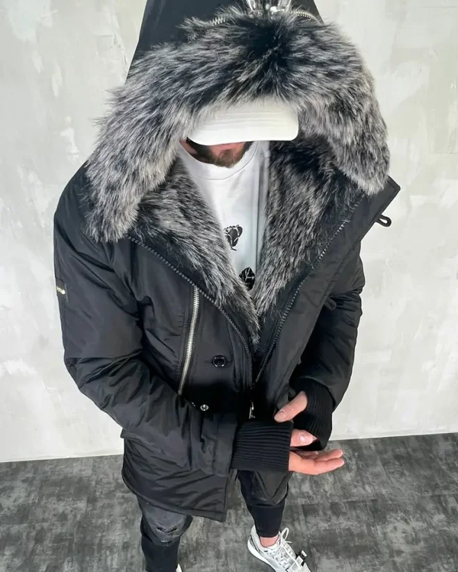 Pánská zimní bunda parka černá OJ OFFX - Velikost: M