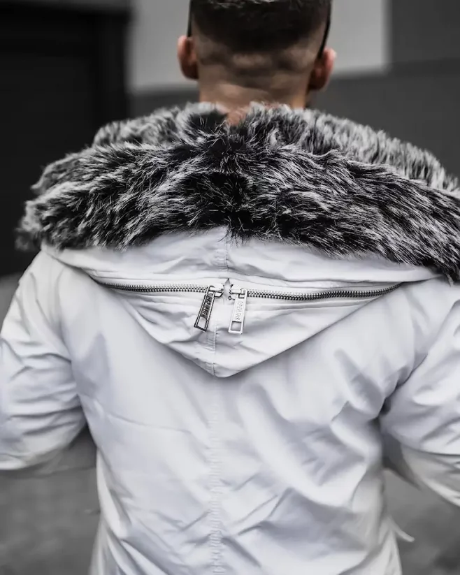 Štýlová pánska zimná bunda parka biela OJ Legend - Veľkosť: S
