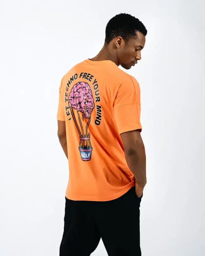 Orange men's T-shirt OX Techno - Size: XL