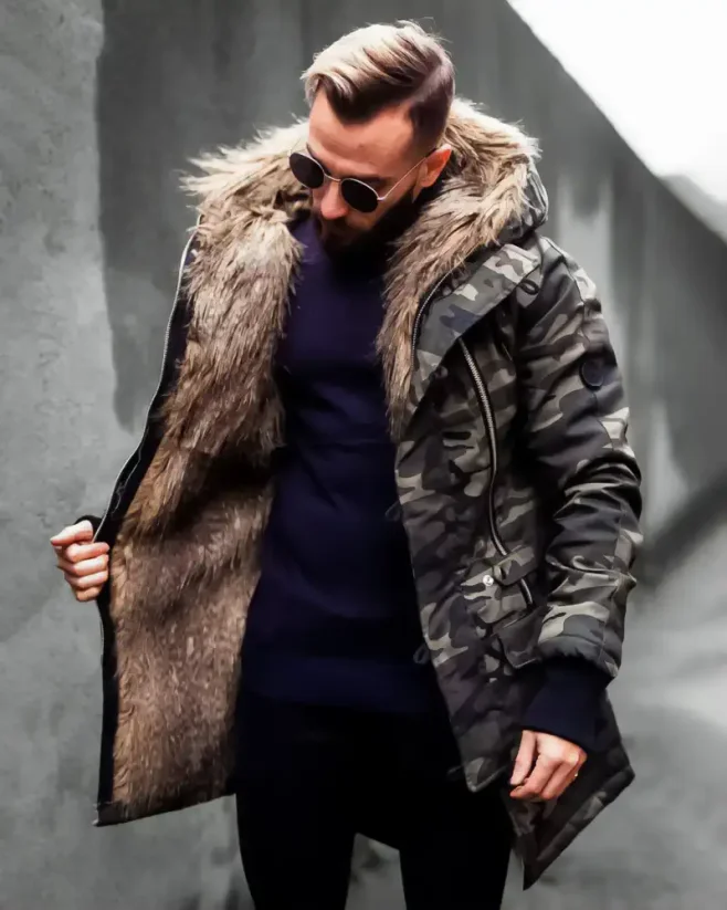Maskáčová pánska zimná bunda parka zelená OJ Legend - Veľkosť: S