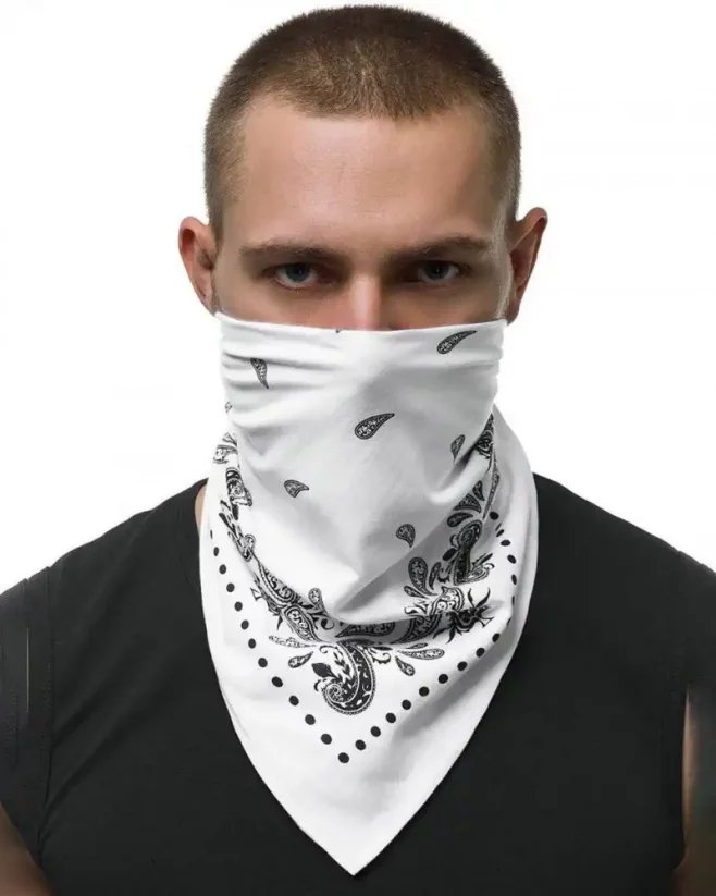 Men's bandana scarf white O BND101 - Size: Univerzálna