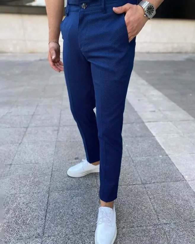 Modré pánské elegantní kalhoty DJP33