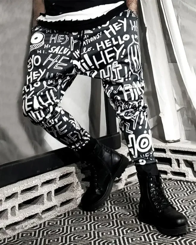 Men's jogger pants black OT SS Hello - Size: S