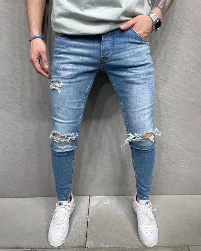 Modré pánské roztrhané džíny 2Y Premium Nature