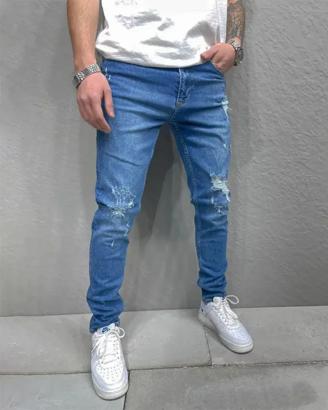 Roztrhané modré pánské džíny 2Y Premium Twitch