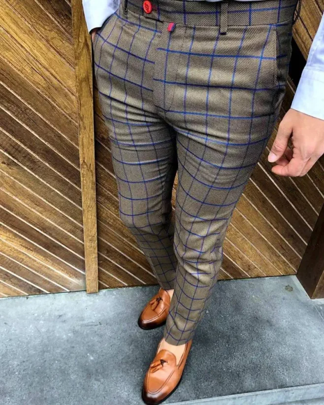 Luxusní pánské kárované kalhoty DJPE76 Exclusive