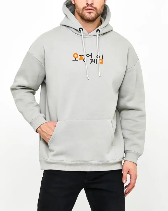 Grey men's hooded sweatshirt Squid Game - Size: XXL