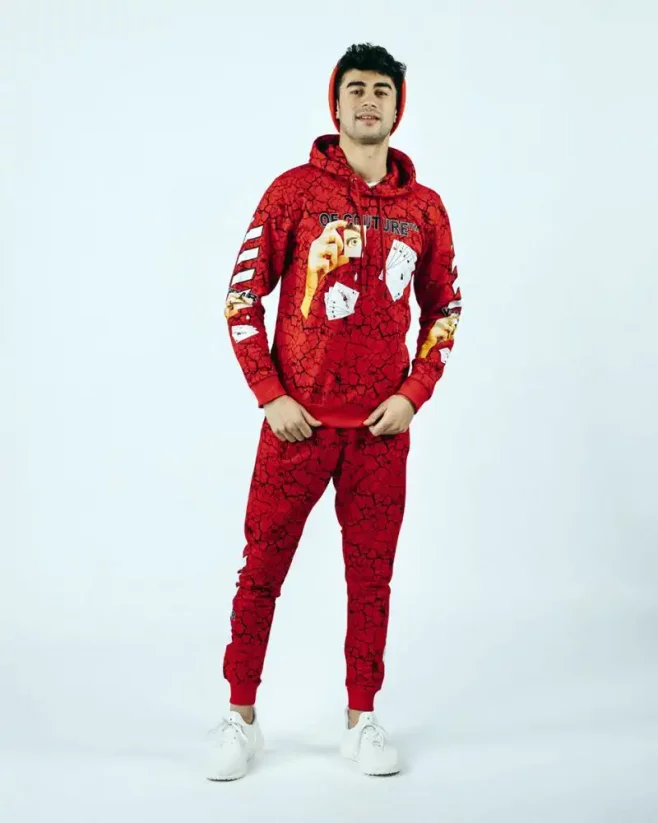 Red men's tracksuit set OX Cards - Size: S