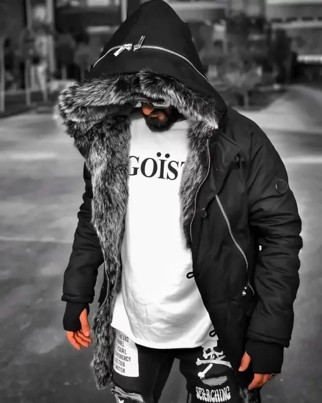 Stylish men's winter jacket parka black OJ Legend - Size: S