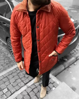Elegant men's transitional jacket red DJP90