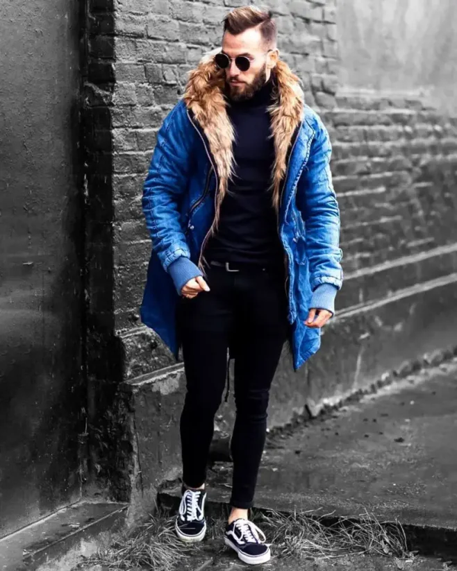 Winter men's denim jacket blue OJ Denim