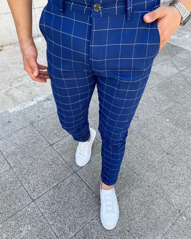 Elegantní pánské kalhoty modré DJP71