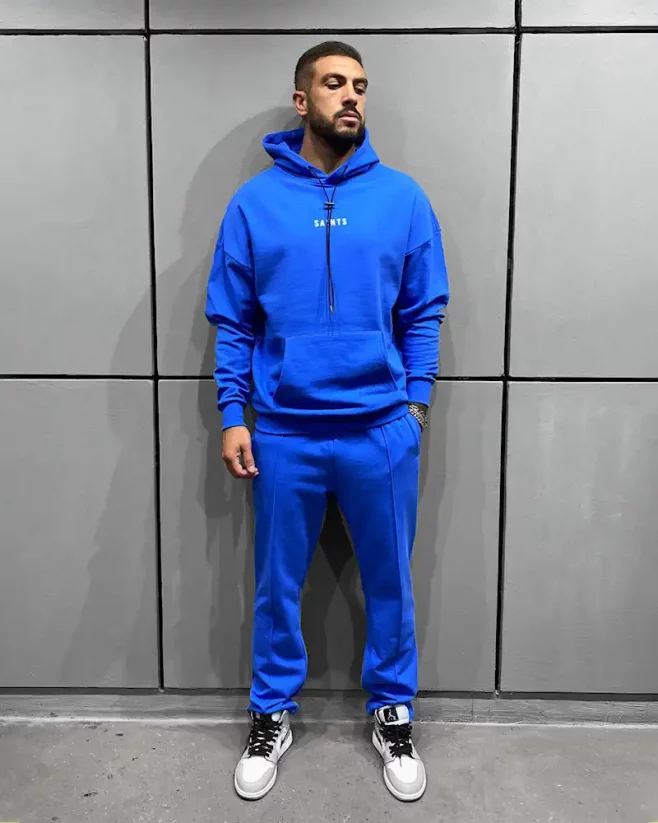 Blue men's hooded sweatshirt Black Island Saints - Size: XL