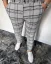 Elegantné pánske kárované nohavice sivé DJP80 - Veľkosť: 32