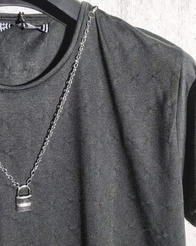 Stylish men's extended t-shirt with a black pulley OT SS