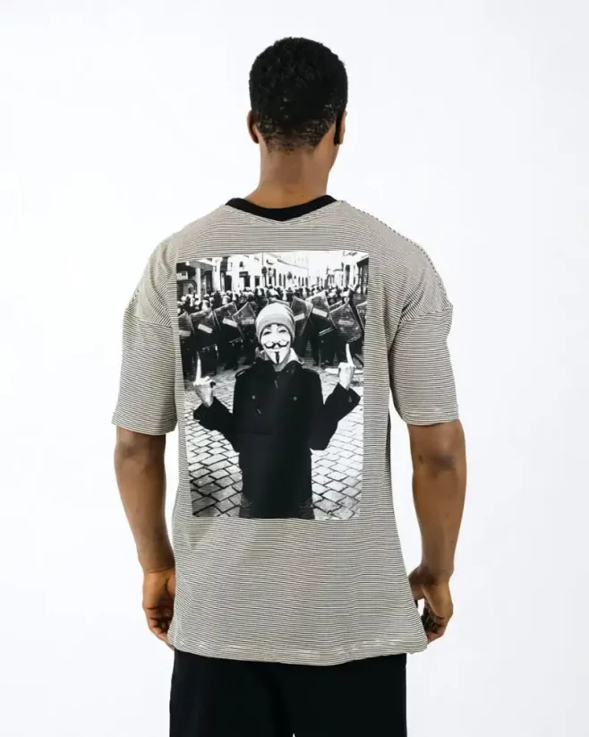Black men's T-shirt OX Anonymous - Size: M
