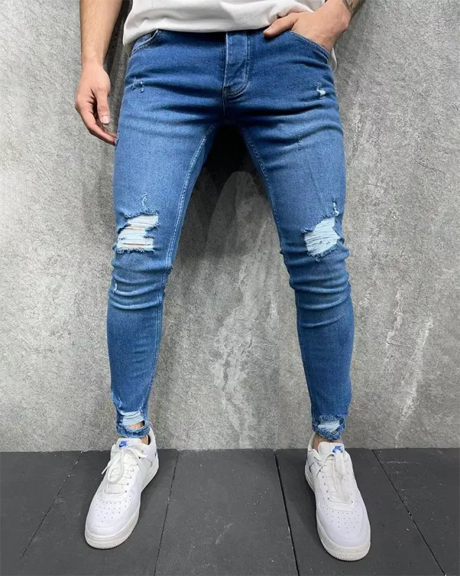 Modré pánské roztrhané džíny 2Y Premium Down