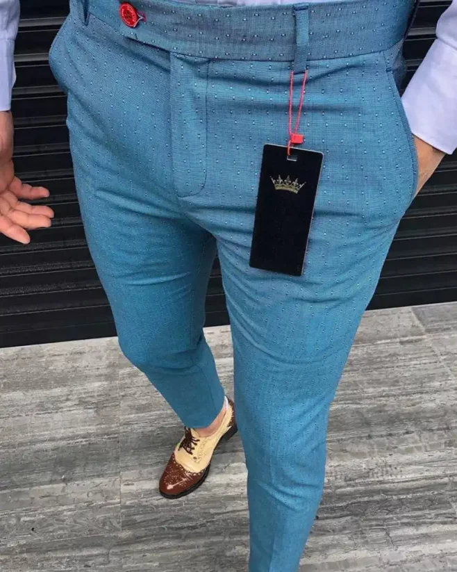 Luxury men's trousers with a light-blue pattern DJPE61 Exclusive